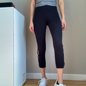 Crop Leggings with Criss-Cross Detail
